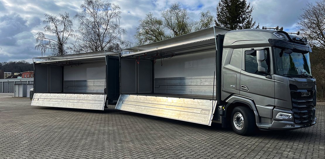 ZeBu Fahrzeugbau - Gliederzug mit Zentralachsanhänger für die Getränkelogistik Getränkeaufbauten ZeBu Fahrzeugbau